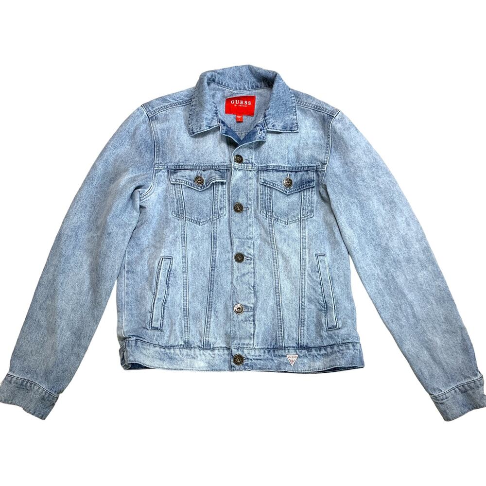 Guess Light Stonewash Denim Jean Trucker Jacket Boxy Coat Size Medium